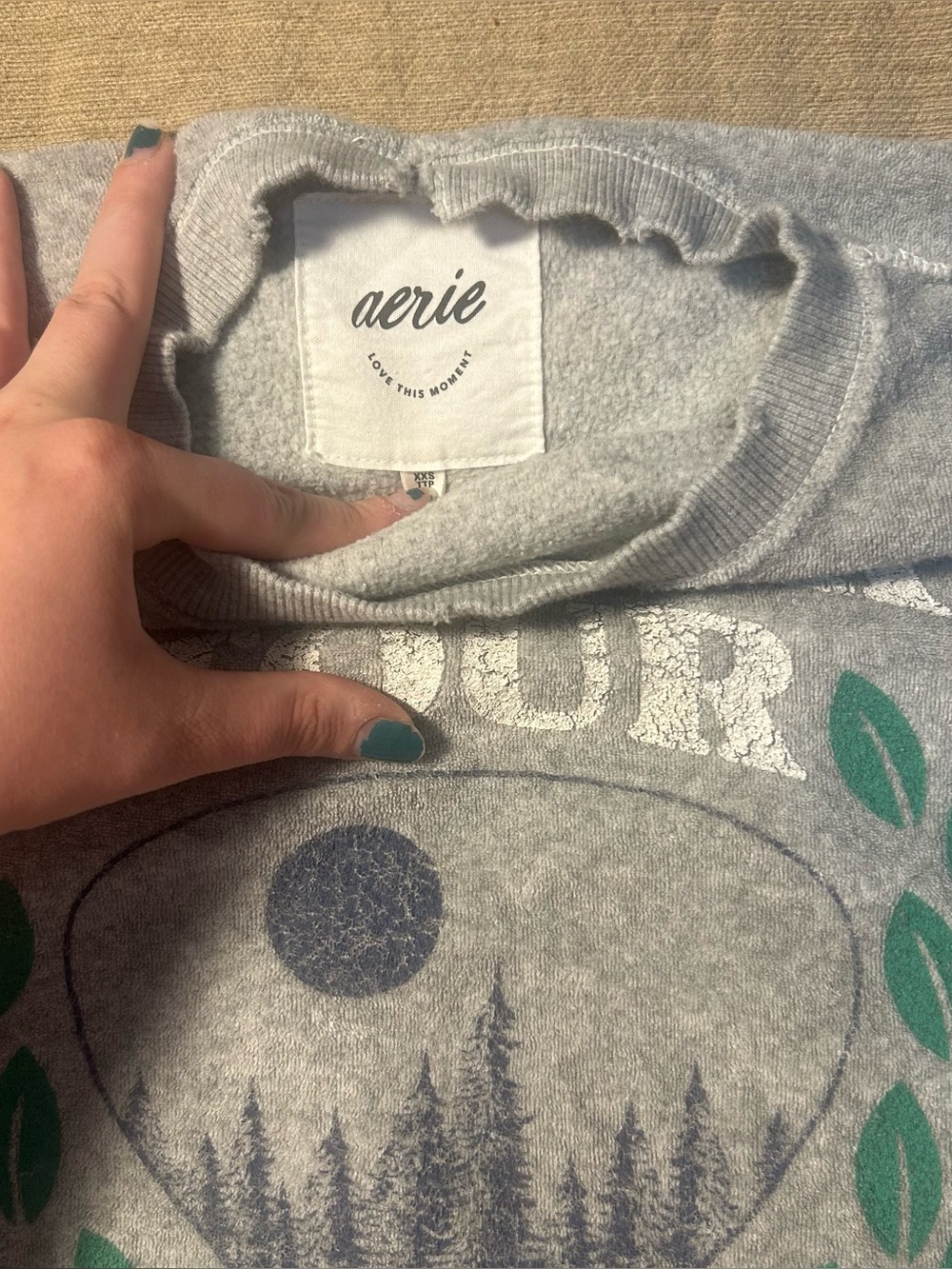 Gray 'Winter Tour' Graphic Sweatshirt - Green Accent - Picture 4 of 4